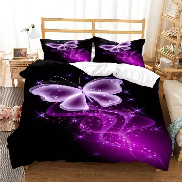 Juego de Ropa de Cama de Mariposa Colorida Funda de Edredón, Funda de Almohada, Funda de Cama - 1