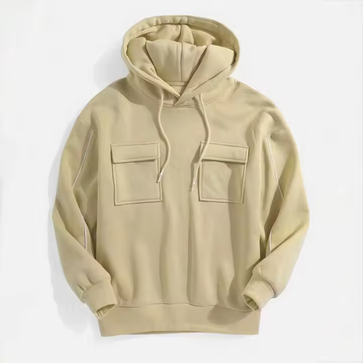 Decheng Sudadera con capucha para hombre, 100% algodón, única y pesada, 14 oz, con cuello de sombrero, invierno - 1