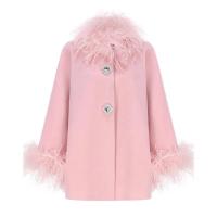 Abrigos elegantes con cuello de plumas para mujer, chaquetas informales lisas con una botonadura, prendas de vestir holgadas y elegantes para otoño - details 7