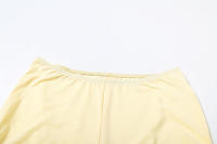 BUNO-conjunto plisado con cuello en U para mujer, camiseta de manga corta, conjunto corto de cintura alta, conjunto corto ajustado liso de verano 2025 para mujer - details 12