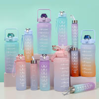 Juego de 3 botellas térmicas, botella de agua, 2 L + 800ml + 300ml sin BPA con pajita para mujeres y hombres - details 2