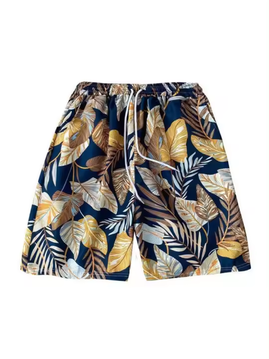 Pantalones cortos de playa de secado rápido para hombre, Bañador informal ligero con cordón, traje de baño - 1
