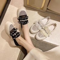Zapatos individuales de malla con diamantes de imitación de encaje, zapatos transpirables de suela gruesa para mujer, versátiles y fragantes - details 2