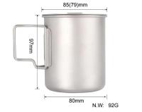 Olla al aire libre, 450 ml, 550 ml, 650 ml, 750 ml, picnic, utensilios de cocina de titanio para acampar, taza de agua - details 6