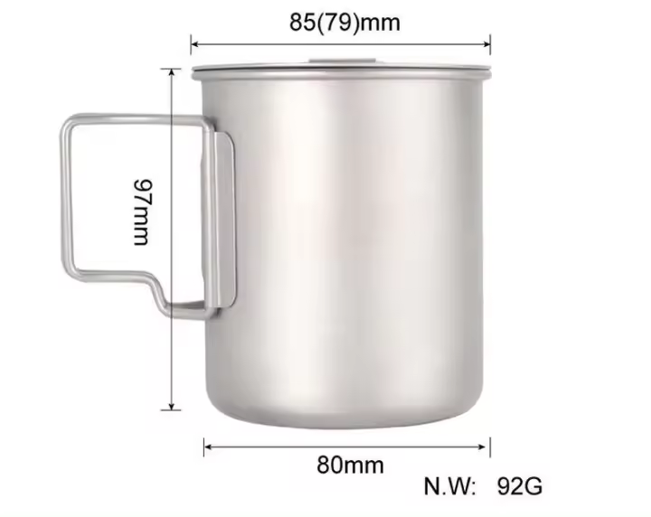 Olla al aire libre, 450 ml, 550 ml, 650 ml, 750 ml, picnic, utensilios de cocina de titanio para acampar, taza de agua - 1