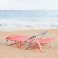 Pack de 2 sillas de playa plegables, con respaldo reclinable 7 posiciones, convertibles en tumbona, tamaño 47x49x82 cm, de aluminio y textileno, con cojín acolchado y asas de mano para transportar - details 4