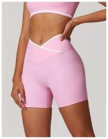 Pantalones cortos de Yoga cruzados de cintura alta, ajustados y Nude, pantalones deportivos de levantamiento de cadera de melocotón, pantalones de Fitness al aire libre para mujer - details 17