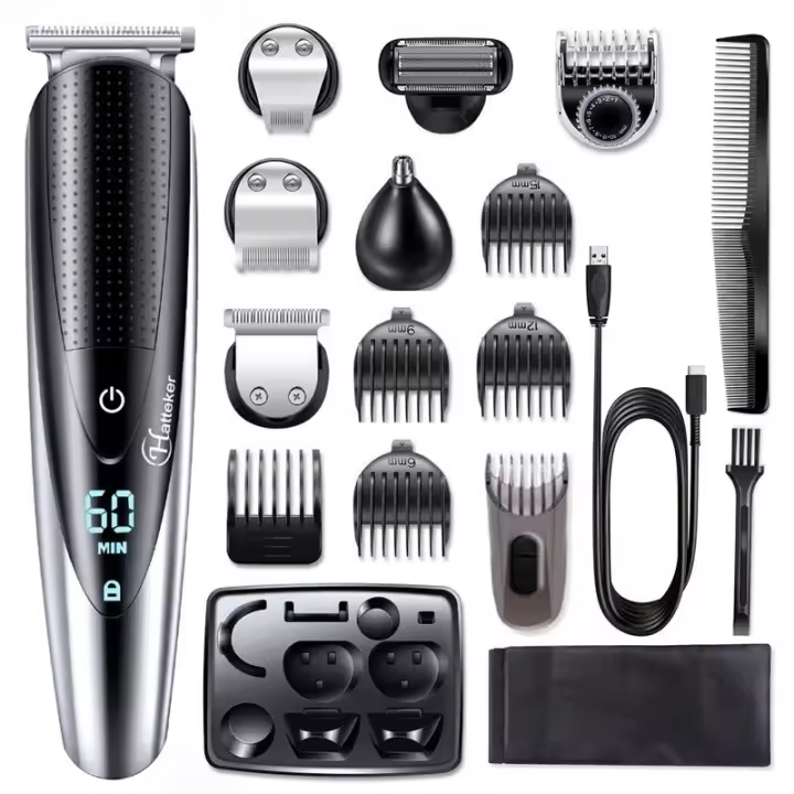Recortador de pelo ajustable todo en uno para hombres, afeitadora corporal profesional, cortadora de pelo, recargable por usb, litio - 1