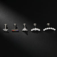 Piercing de moda G23 para mujer, joyería de titanio, tragus de circonita cúbica, 1 unidad - details 1