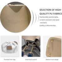 Bolso de moda para mujer, bolso de hombro para mujer, bolso tipo cubo, bolso de mensajero, bolso de diseñador, gris, elegante, 21*13*21 cm, peso: 0,6 kg, hecho de cuero PU de alta calidad, suave, cómodo e impermeable. Cordón en bolsillo interior - details 1