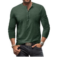 Ropa de hombre Camiseta Slim Fit Manga larga Crew Button Tough Base Top - details 2