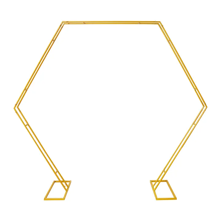Arco de hierro hexagonal para boda, soporte de fondo para ceremonia, soporte de Metal para fiesta, 8,2 pies - 1