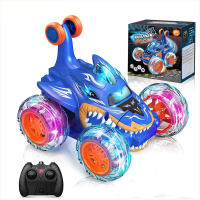 Coche teledirigido para Niños, 2,4G, con Luces, Diseño de Tiburón y Dinosaurio, 360 Grados y Acrobacias Todo Terreno - details 5