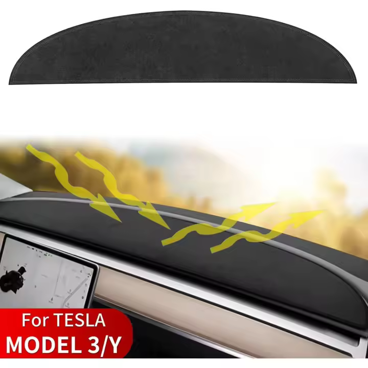 Cubierta del tablero de mandos para Tesla modelo 3 2017-2023 para Tesla modelo Y 2020-2024 Alfombra de franela para mandos Protección solar Accesorios interiores - 1