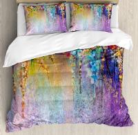 Sábana Arco Iris Geométrica con Rayas y Funda para Almohada Conjunto de 3 Piezas de Ropa de Cama Duble con Cubierta de Edredón para Hogar - details 4