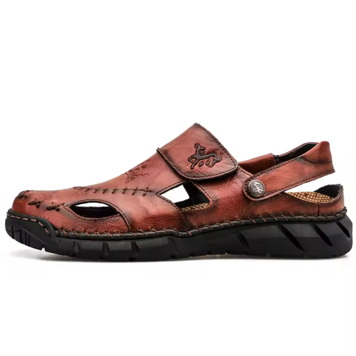 2025 primavera y verano de los hombres de gran tamaño sandalias de los hombres marea de cuero zapatos de playa sandalias zapatillas de gran tamaño zapatos de los hombres de costura. - 1