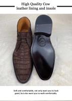 Botas de hombre con parte inferior de costura noruega hechas a mano Martin Goodyear formales de piel de cocodrilo de tobillo Nubcuk de lujo - details 10