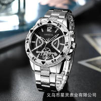 Reloj de cuarzo de cristal totalmente automático con esfera grande de alta gama y correa de acero para hombre - details 5