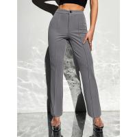 Mujeres elegantes de cintura alta, pantalones de vestir, pantalones lisos de pierna recta para - details 4