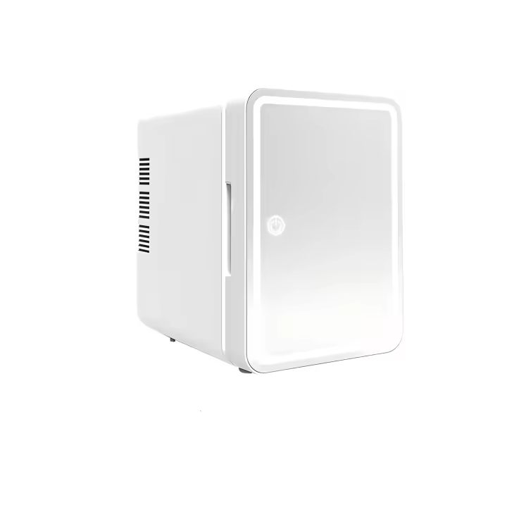 Mini refrigerador con espejo para habitación LED 10L Refrigerador pequeño 12V/240V Refrigerador cosmético portátil frío y caliente Enchufe para automóvil y refrigerador eléctrico Cuidado de la piel Mini refrigerador Maquillaje Refrigerador pequeño para ha - 1