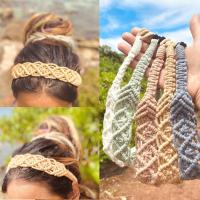Diadema de margarita con cuerda trenzada, banda elástica para el cabello, estilo étnico, banda para el cabello de macramé, pañuelo para el cabello de mujer, bandana de ganchillo, diadema bohemia - details 1