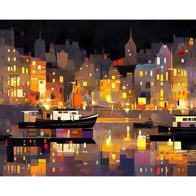 RUOPOTY Pintura de Ciudad Moderna Kit de Pintura por Números para Adultos Arte de Pared Abstracto - 1