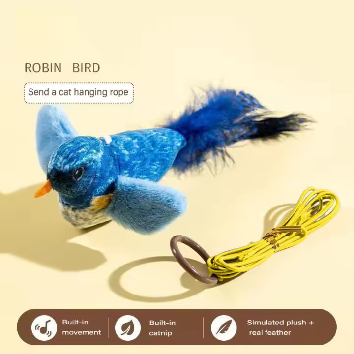 Juguete interactivo para gatos y pájaros, alas batientes, juguete de peluche para pájaros, funciona con pilas, estimulador de animales, gatitos, accesorios para gatos - 1