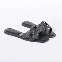 Y Sandalias de diamantes Moda Zapatillas de playa planas con punta abierta para mujer - details 1
