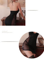 Vestido con cuello colgante, ajustado, eep, falda corta en V que abraza la cadera con pechos expuestos, ropa sexual para mujer, lencería erótica xxx - details 3