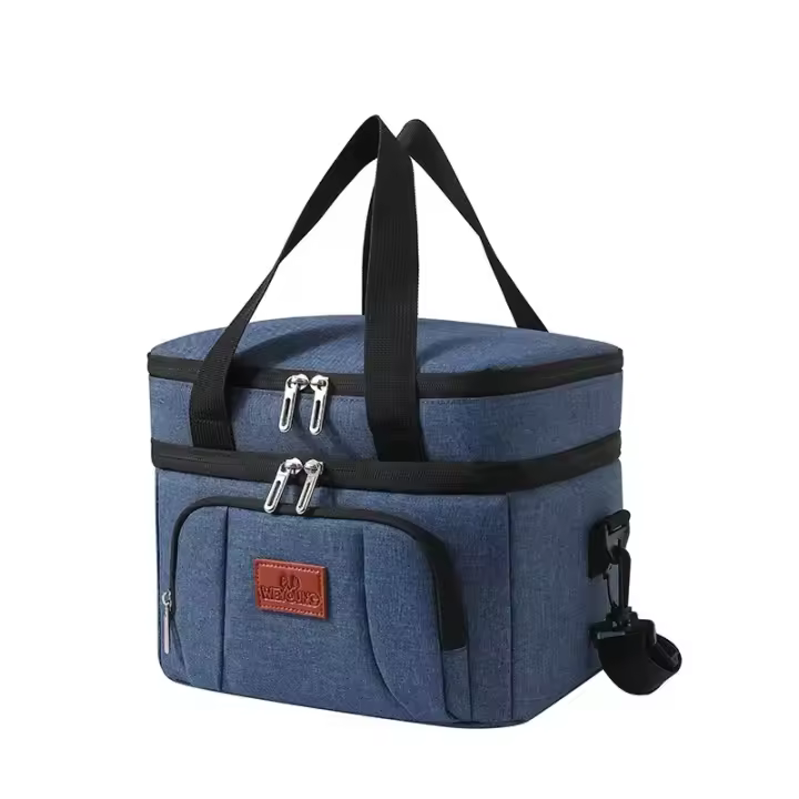 Bolsa de almuerzo multifuncional de doble capa para mujeres y hombres, fiambrera de Picnic de viaje de gran capacidad con correa para el hombro - 1
