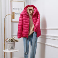 Chaqueta de plumón ultraligera con capucha para mujer, cálida y fina, talla grande - details 16