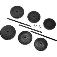 Juego de pesas de 100 libras para gimnasio en casa con seis placas y 1 barra estándar de 5 pies, viene con cierres de resorte - details 2