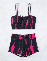 Conjunto de bikini con lazo teñido Traje de baño de cintura alta Traje de baño de Dacron - details 31