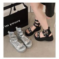 Sandalias Plateforma de Plata para Mujer 2025 Verano Versátiles Zapatos de Muffin de Moda con Suela de Caña Alta - details 7