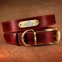 Juego auténtico perros, collares personalizados de cuero genuino mascotas, correas personalizadas para perros pequeños, medianos - details 9