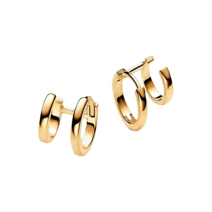 Pendientes de aro Huggie dobles en capas en oro - 1