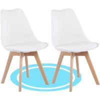 Sillas de Comedor, Sillas de Cocina Nórdicas con Asiento Blando, Tapizado y Patas de Madera de Haya Resistente, Blanco, 2 Sillas - details 0