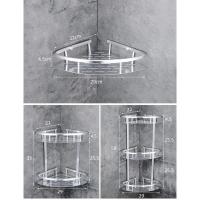 Estante esquinero para baño, organizador, cesta de pared plateada sin taladro - details 6