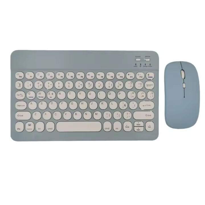 Conjunto de Teclado y Ratón Inalámbricos Accesorios Redondos para Tableta Bluetooth - 1