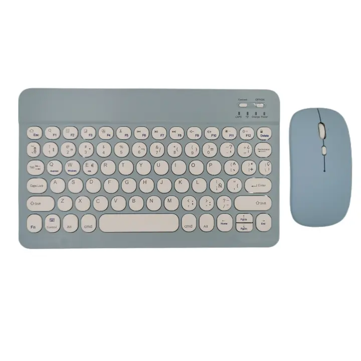 Conjunto de Teclado y Ratón Inalámbricos Accesorios Redondos para Tableta Bluetooth - 1