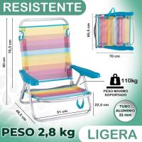Pack 2 Sillas Playa Plegables |   Ligera Portátil |   Baja y Reclinable de 4 Posiciones |   para Camping, Piscina, Terraza o Jardín Azul - details 28