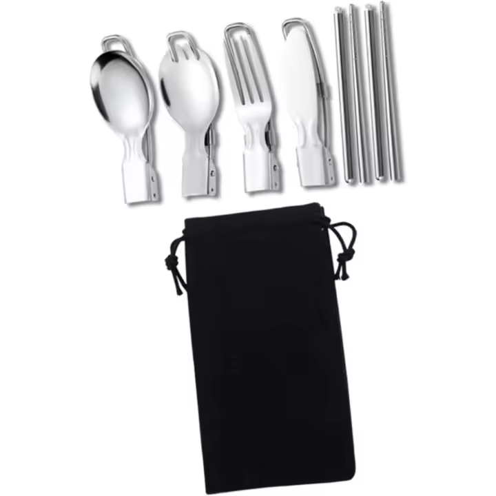 Entersports Juego de Cocina Plegable al Aire Libre Platos, Utensilios, Tostador de Bento de Acero Inoxidable - 1