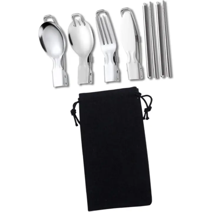 Entersports Juego de Cocina Plegable al Aire Libre Platos, Utensilios, Tostador de Bento de Acero Inoxidable - 1