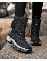Botas de nieve impermeables para mujer, botines de piel cálida, con plataforma, color negro, a la moda, Invierno - details 13