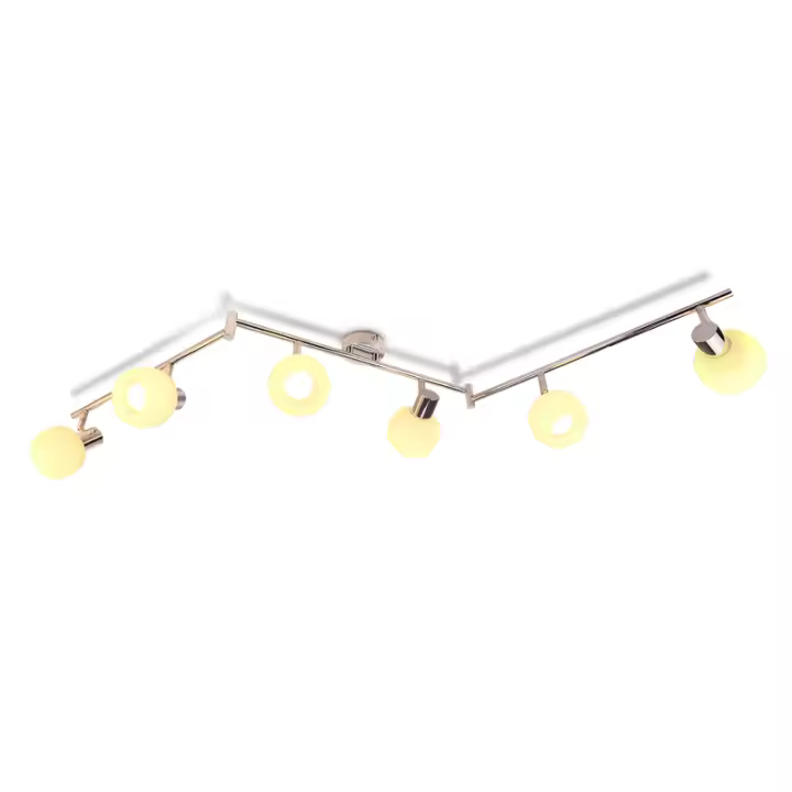 CBJKTX Foco de techo blanco E14 Luz de techo 6 bombillas Pantalla de vidrio interior Foco ajustable - 1