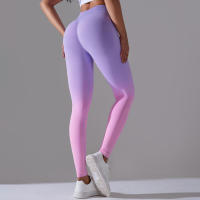 Yoga degradado para mujer, leggings de gimnasio de cintura alta, pantalones deportivos sin costuras, pantalones de entrenamiento para correr - details 17