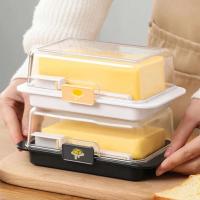 Plato hermético con tapa, contenedor para mantequilla, caja de almacenamiento de queso Rectangular multifuncional para estante de puerta de refrigerador - details 1