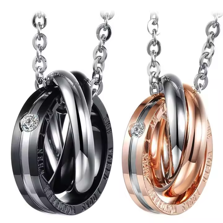 Collares de Pareja Acero Collar Inoxidable Amor CZ Amor Enamorados Hipoalergénico Joyería de Moda Regalo Navidad Cumpleaños Aniversario - 1