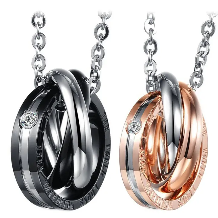 Collares de Pareja Acero Collar Inoxidable Amor CZ Amor Enamorados Hipoalergénico Joyería de Moda Regalo Navidad Cumpleaños Aniversario - 1
