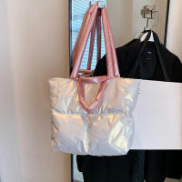 Bolso de mano de algodón acolchado para mujer, bolso de hombro de gran capacidad, de moda, de diseñador, - details 3